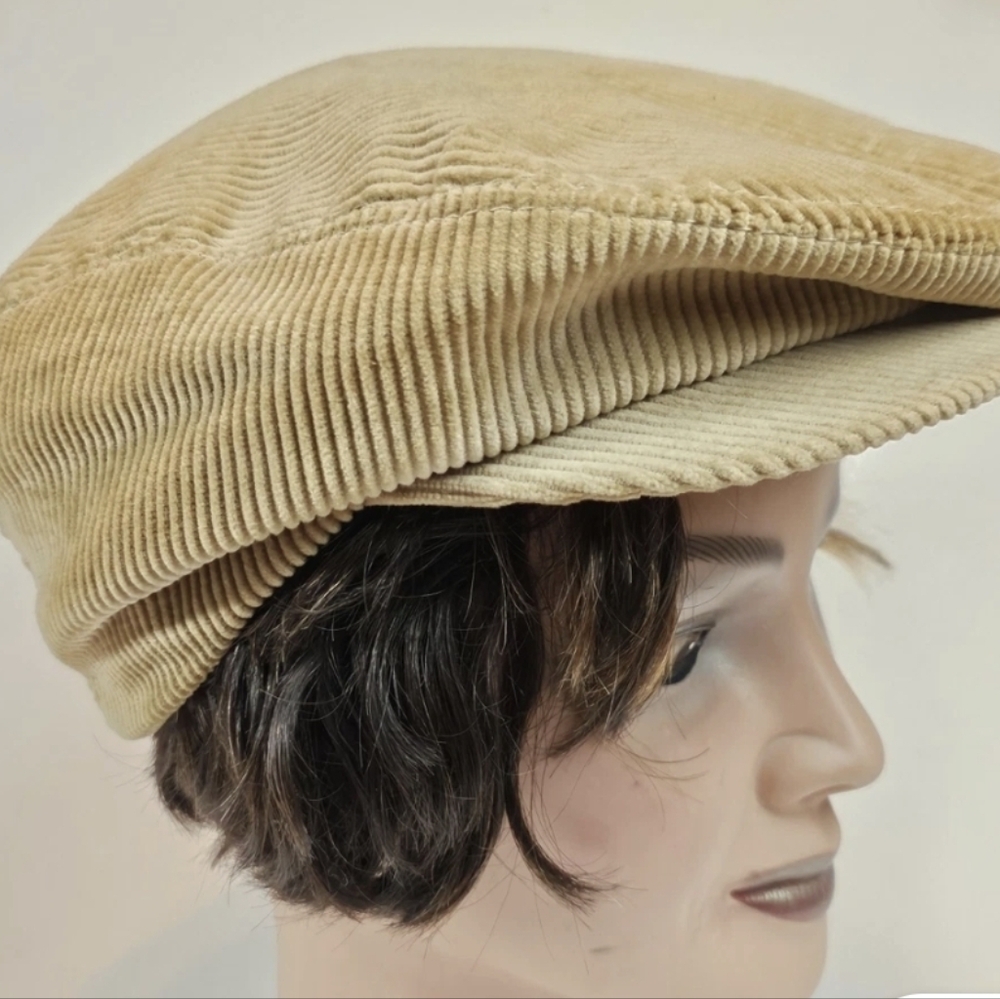 Vintage 70's early 80's Dobbs Brown Corduroy Cotton Newsboy Cap Size 7